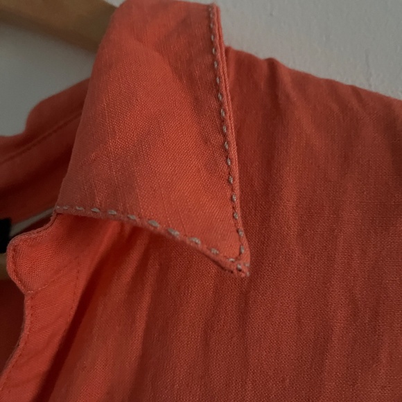 Tribal linen blend tunic with front pockets, mango, extra large - Picture 4 of 9